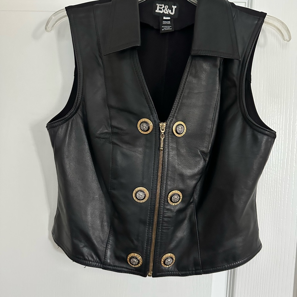 Women's Black Leather Vest